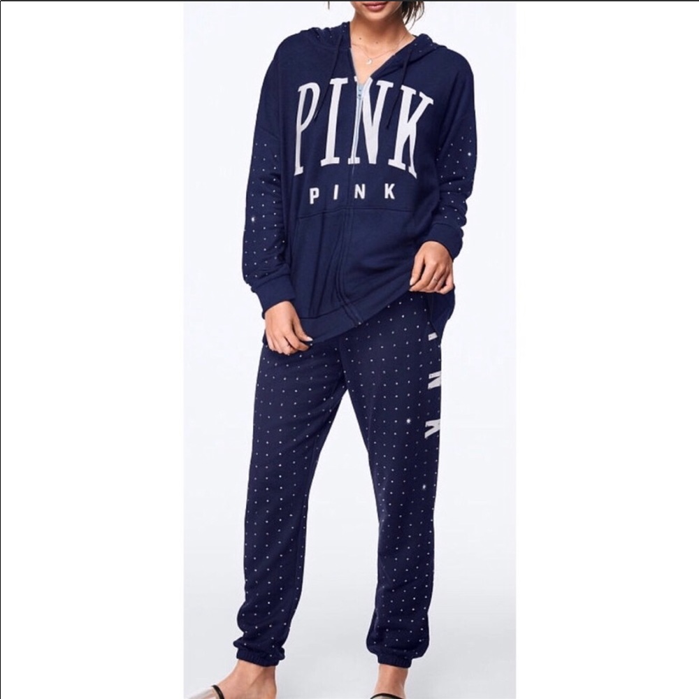Victoria’s Secret PINK Classic “bling” set in Navy